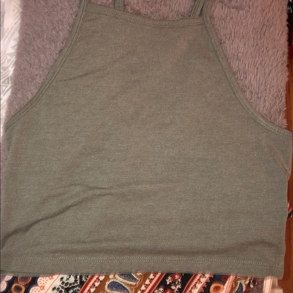 Olive Green Cropped Top - Picture 2 of 3